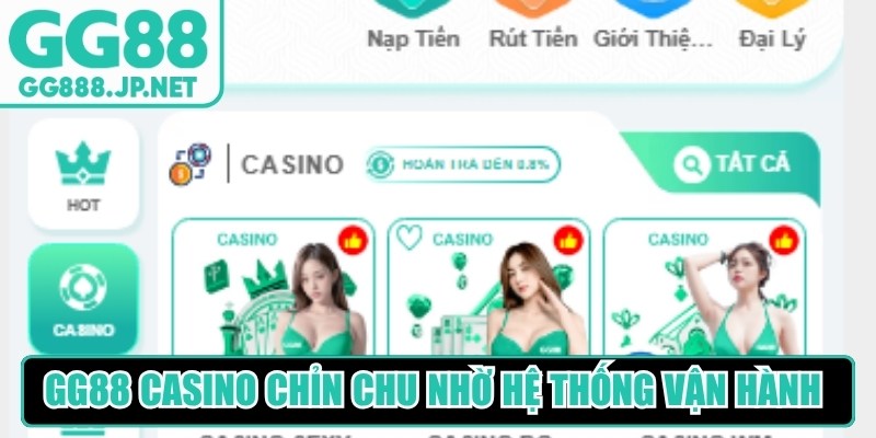 GG88 Casino đầu tư chỉn chu nhờ hệ thống vận hành và chất lượng dịch vụ